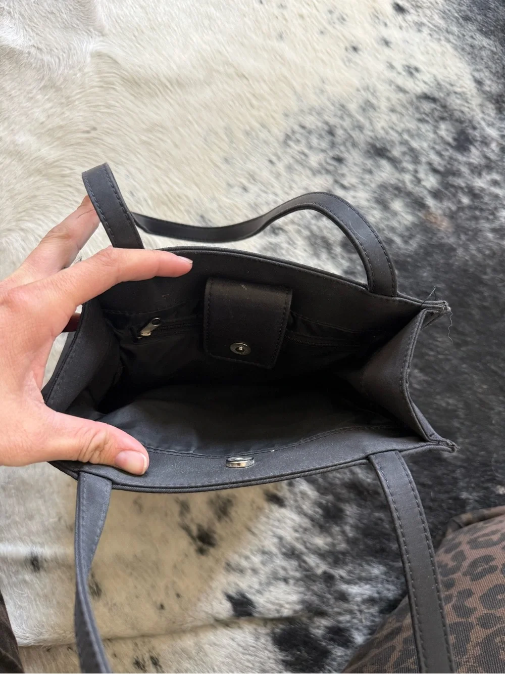 Vintage GUESS Black Leather Tote Y2K
